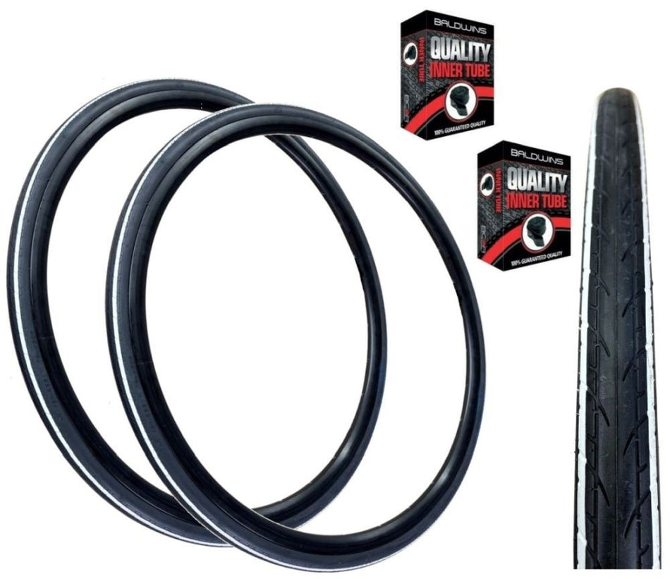 Baldys COMET 700 x 28c WHITE STRIPES Slick Road Racing Bike TYRE s TUBE s