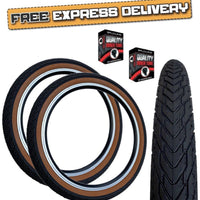 Baldys F-STYLE 20 x 2.35 BROWN WALL Slick BMX Mountain Bike TYRE s TUBE s
