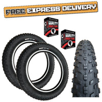 Baldy's Jumbo 20 x 4.00 BLACK Fat E-Bike Ready Folding TYREs TUBEs