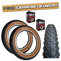 Baldy's Jumbo 20 x 4.00 BROWN WALL Fat E-Bike Ready Folding TYREs TUBEs