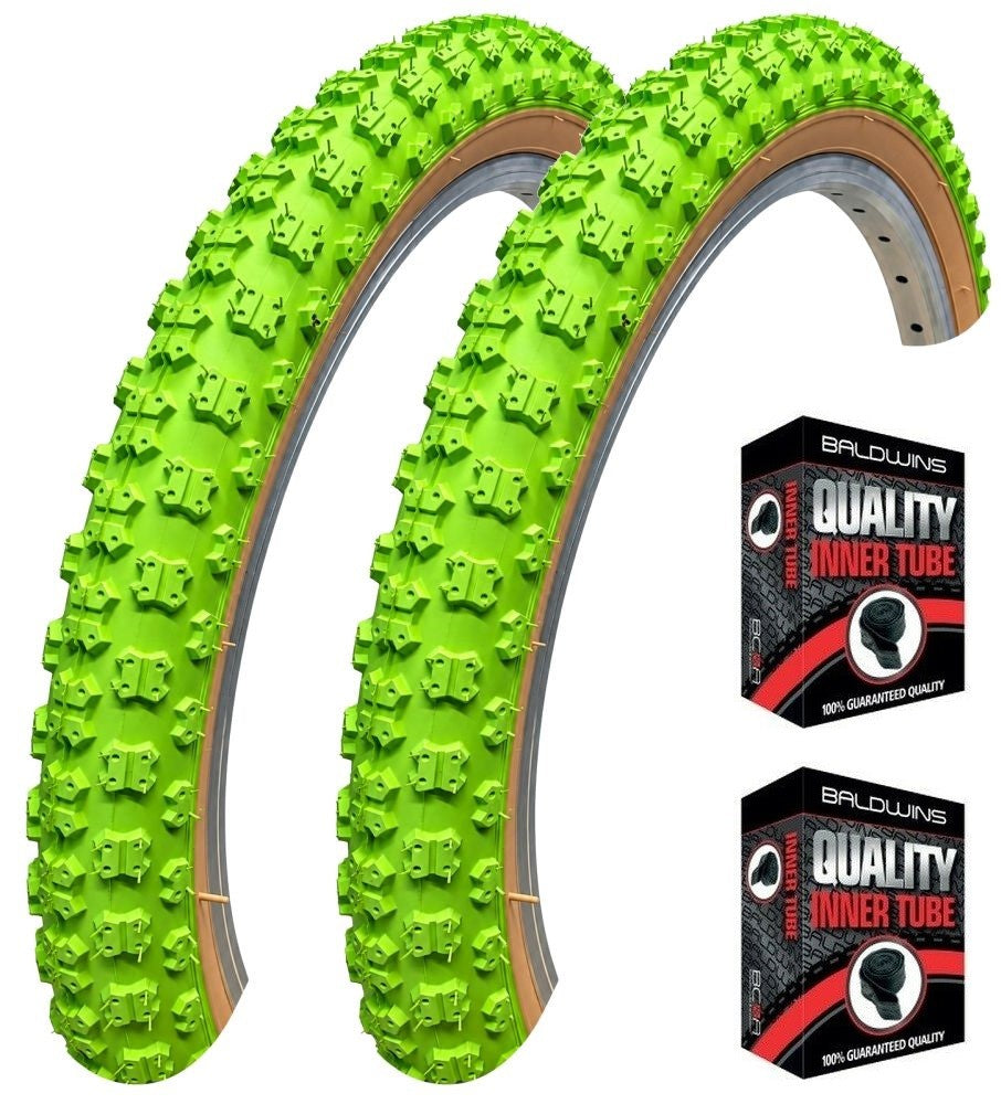 Baldys 20 x 2.125 BMX / Mountain Bike Tyre GREEN / TAN WALL