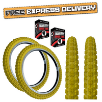 KENDA 20 x 2.25 YELLOW K-50 Compe 3 Tread BMX / Mountain Bike TYREs TUBEs