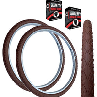 Kenda KHAN 26 x 1.75 BROWN Mountain Bike Slick Road K-935 TYREs TUBEs