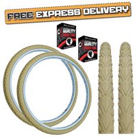 Kenda KHAN 26 x 1.75 CREAM Mountain Bike Slick Road K-935 TYREs TUBEs