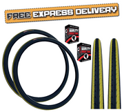 KENDA KONTENDER 700 x 23c YELLOW STRIPES Road Racing Bike TYREs TUBEs