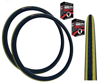 KENDA KONTENDER 700 x 23c YELLOW STRIPES Road Racing Bike TYREs TUBEs