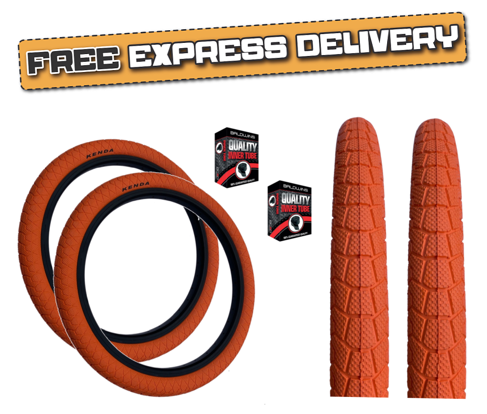 KENDA KRAKPOT 20 x 1.95 ORANGE Kids BMX Bike Freestyle Street TYREs TUBEs K-90