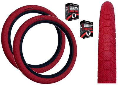 KENDA KRAKPOT 20 x 1.95 RED Kids BMX Bike Freestyle Street TYREs TUBEs K-90
