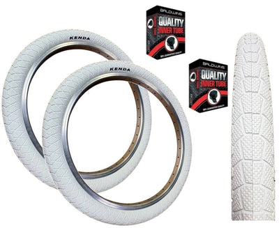 KENDA KRACKPOT 20 x 1.95 WHITE Kids BMX Bike Freestyle Street TYREs TUBEs K-90