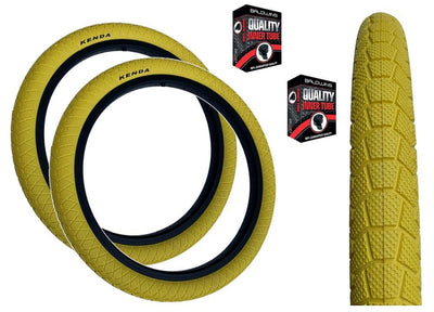 KENDA KRACKPOT 20 x 1.95 YELLOW Kids BMX Bike Freestyle Street TYREs TUBEs K-90