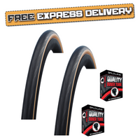 Schwalbe LUGANO 700 x 25c TAN AMBER WALL Slick Road Racing Bike TYRE s TUBE s