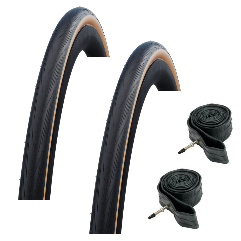 Schwalbe LUGANO 700 x 25c TAN AMBER WALL Slick Road Racing Bike TYRE s Baldwins Cycles Ltd