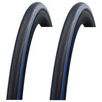 PAIR Schwalbe LUGANO 700 x 25c BLUE STRIPES Slick Road Racing Bike TYRES
