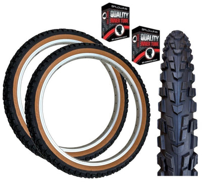 Baldy's PANTHER 18 x 1.95 BROWN WALL Chunky Mountain Bike TYRE s TUBE s