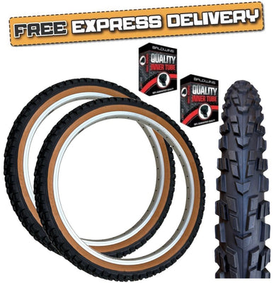 Baldy's PANTHER 16 x 1.95 BROWN WALL Chunky Mountain Bike TYRE s TUBE s