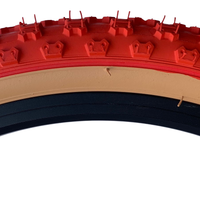 Baldys 20 x 2.125 BMX Mountain Bike RED / TAN WALL Knobby Tread TYREs TUBEs