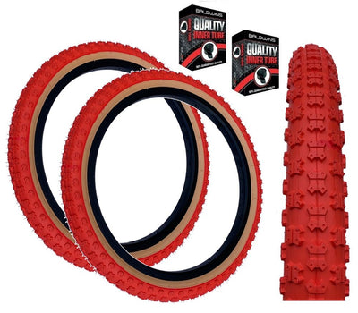 Baldys 16 x 1.75 RED With TAN WALL Kids BMX Mountain Bike TYRE s TUBE s