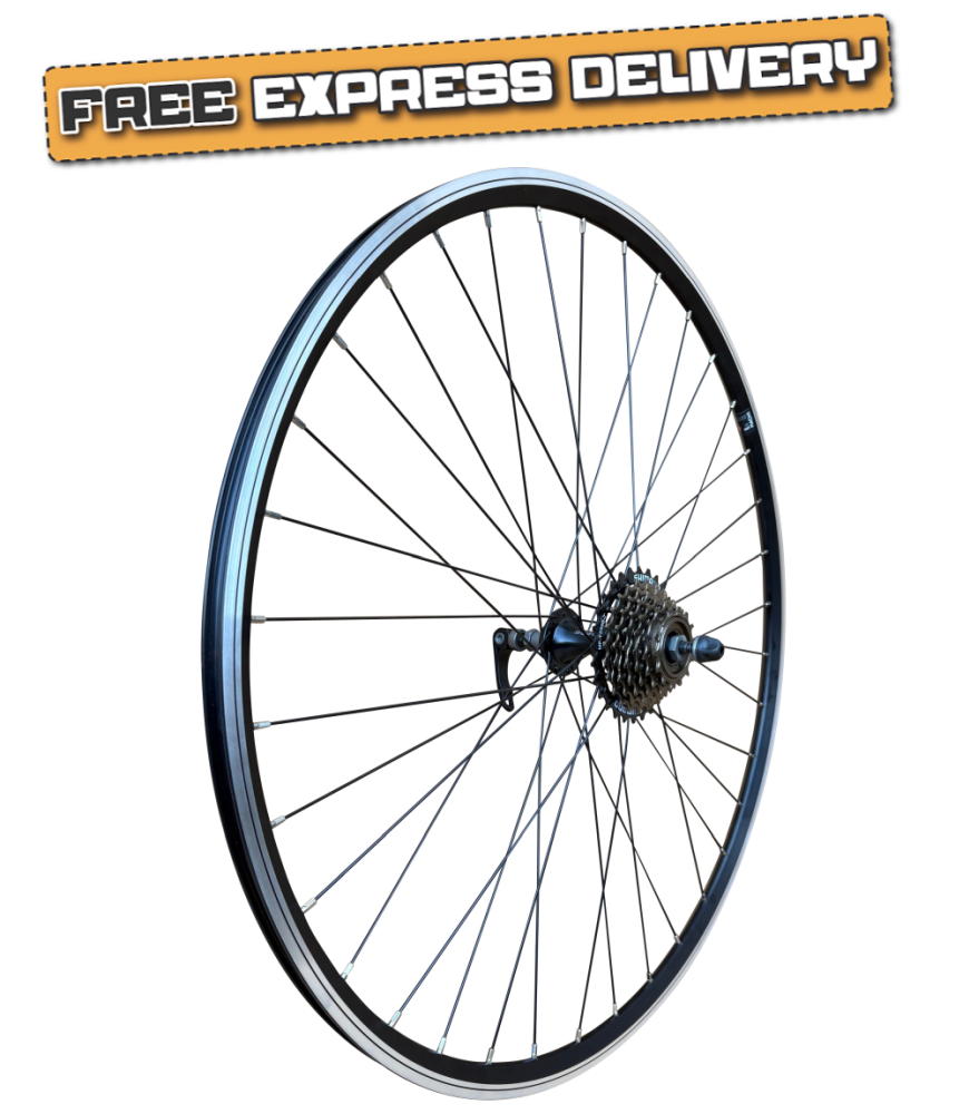 Baldy's 7 Speed 700c Hybrid / Trekking Bike Rear Wheel BLACK Quick Release Hub