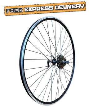 Baldy's 7 Speed 700c Hybrid / Trekking Bike Rear Wheel BLACK Quick Release Hub