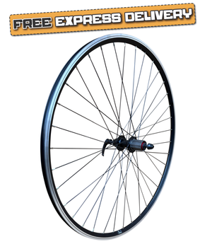Baldys 700c 8/9/10 Speed Cassette Hybrid Bike Rear Wheel BLACK QR Hub