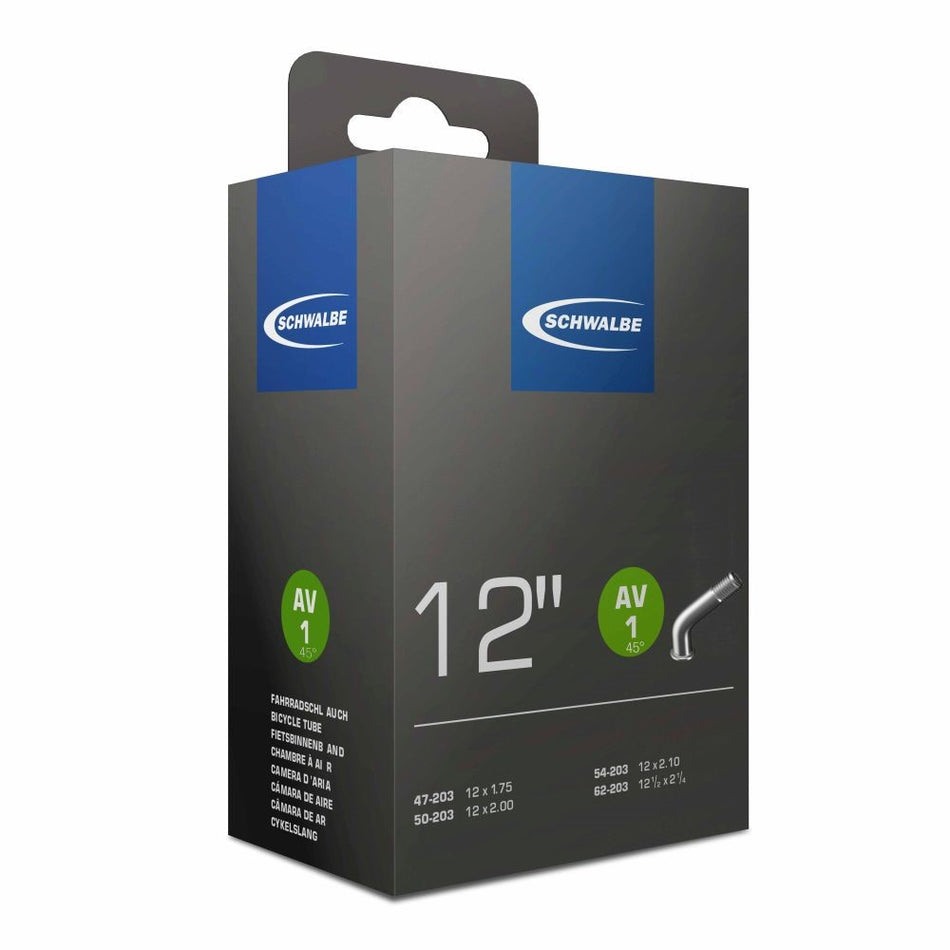 Schwalbe AV1 Inner Tube 12 x 1.75 - 12 x 2.10 Schrader Valve 45° BENT Valve