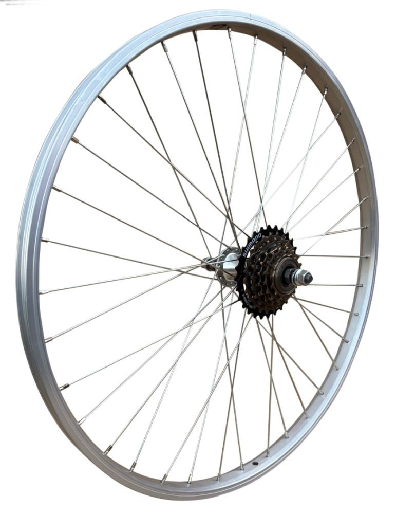 Baldys 6 Speed 26" Rear Silver Mountain Bike Wheel Sealed Bearing Alloy Hub