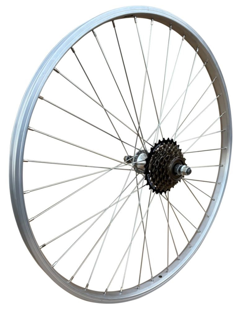 Baldys 7 Speed 24" Rear Silver Mountain Bike Wheel Sealed Bearing Alloy Hub