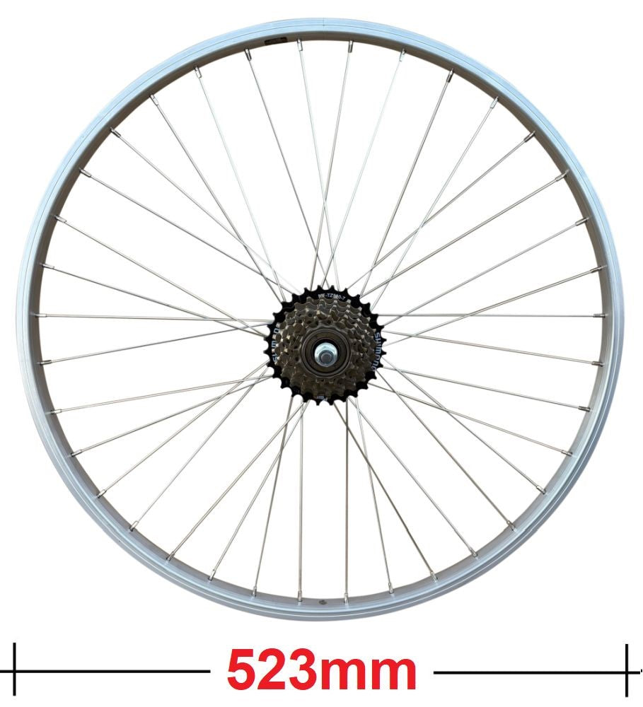 Baldys 7 Speed 20" Rear Silver Mountain Bike Wheel Sealed Bearing Alloy Hub