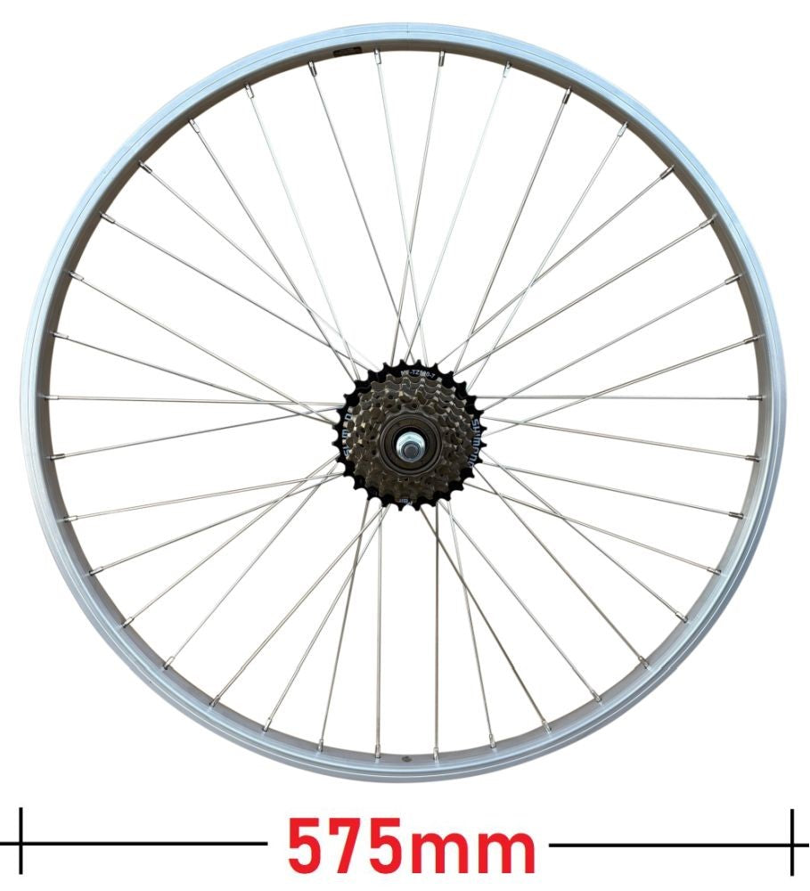 Baldys 7 Speed 26" Rear Silver Mountain Bike Wheel Sealed Bearing Alloy Hub