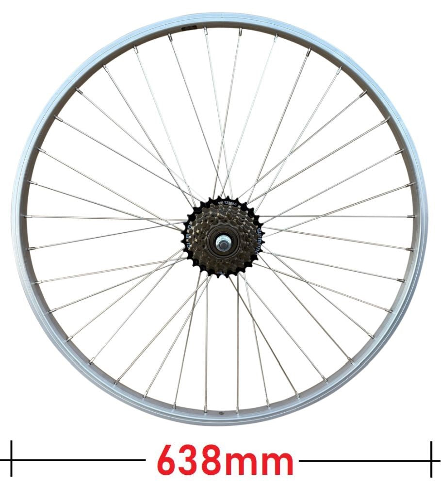 Baldys 7 Speed 700c Rear Silver Hybrid Bike Wheel Sealed Bearing Alloy Hub
