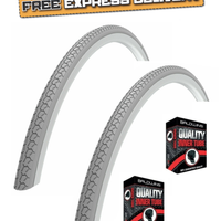 Baldys 24 x 1-3/8 Grey Traditional Classic Wheelchair TYREs TUBEs (37-540)