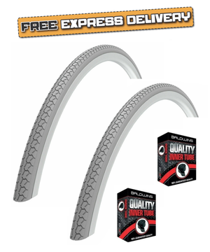 Baldys 24 x 1-3/8 Grey Traditional Classic Wheelchair TYREs TUBEs (37-540)