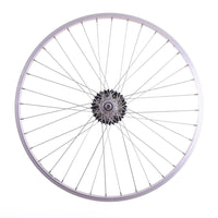 26" REAR Mountain Bike / Cycle Wheel + 7 Speed Shimano Freewheel Silver Alloy