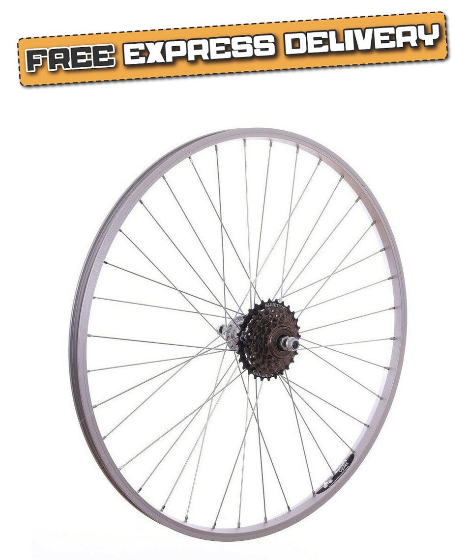 26" PAIR Mountain Bike / Cycle Wheels + 6 Speed Shimano Freewheel