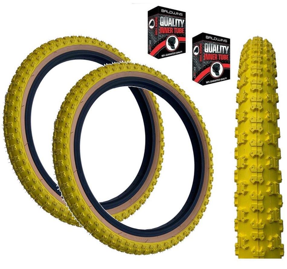 Baldys 20 x 2.125 BMX / Mountain Bike Tyre YELLOW / TAN WALL