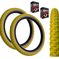 Baldys 16 x 1.75 YELLOW With TAN WALL Kids BMX Mountain Bike TYRE s TUBE s