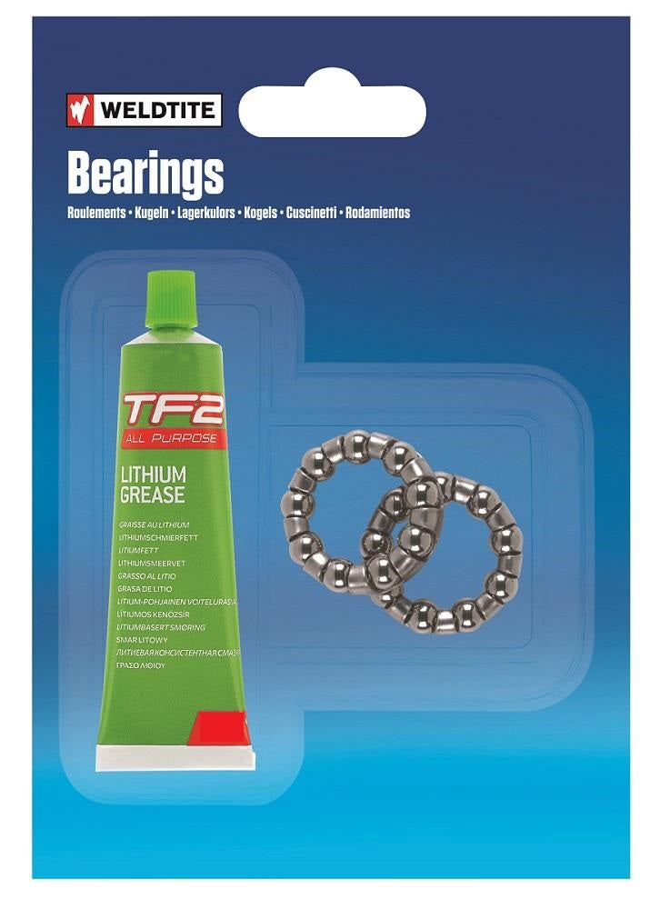 Weldtite Caged 3/16" Headset Bearings & 5g TF2 Grease Bike / Bicycle