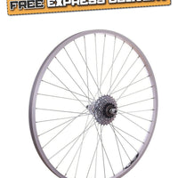 26" Rear Mountain Bike / Cycle Wheel + 5 Speed Sunrace Freewheel Silver Alloy