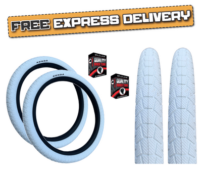 KENDA KRAKPOT 20 x 1.95 WHITE Kids BMX Bike Freestyle Street TYREs TUBEs K-90