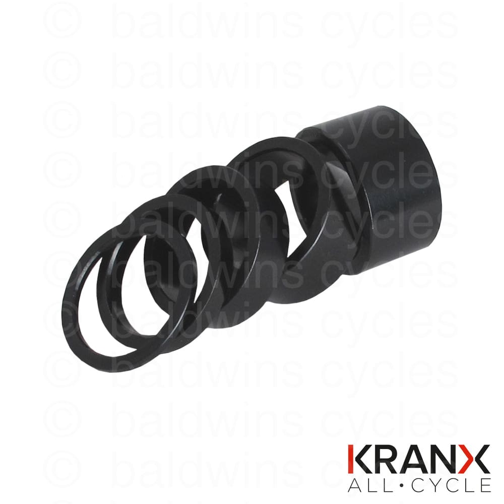 KranX Alloy 1 1/8" Headset Spacers in Black (Pack of 10) - 5mm