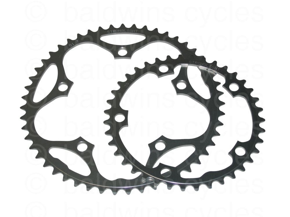 Stronglight 130PCD Type S - 5083 Series Shimano 5-Arm Road Chainrings in Black - 39T