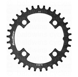 SunRace Narrow-Wide 96BCD Steel Chainring in Black - 34T