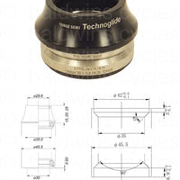 Tange Seiki Technoglide IS24 Fully Integrated Headset in Black. 1 1/8" + 15mm Alloy Tall Cap Cover