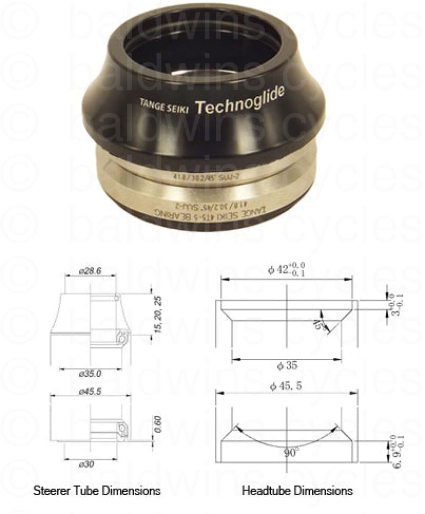 Tange Seiki Technoglide IS24 Fully Integrated Headset in Black. 1 1/8" + 15mm Alloy Tall Cap Cover