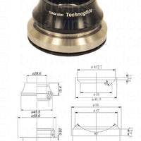 Tange Seiki Technoglide IS245 Fully Integrated Headset in Black. 1 1/8" - 1 1/2" + 15mm Alloy Tall Cap Cover