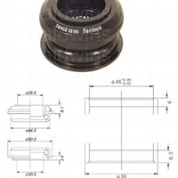 Tange Seiki Terious ZST2 Semi Integrated Headset in Black. 1 1/8"