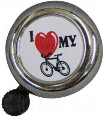 Widek 'I Love my Bike' Bell in Silver (carded)