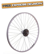 26" REAR Mountain Bike / Cycle Wheel + 6 Shimano Speed Freewheel Silver Alloy